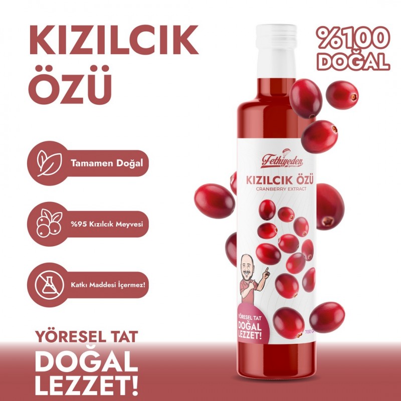 Organik Kızılcık Özü 700 Gr – Doğal, Katkısız ve Yoğun Aromalı