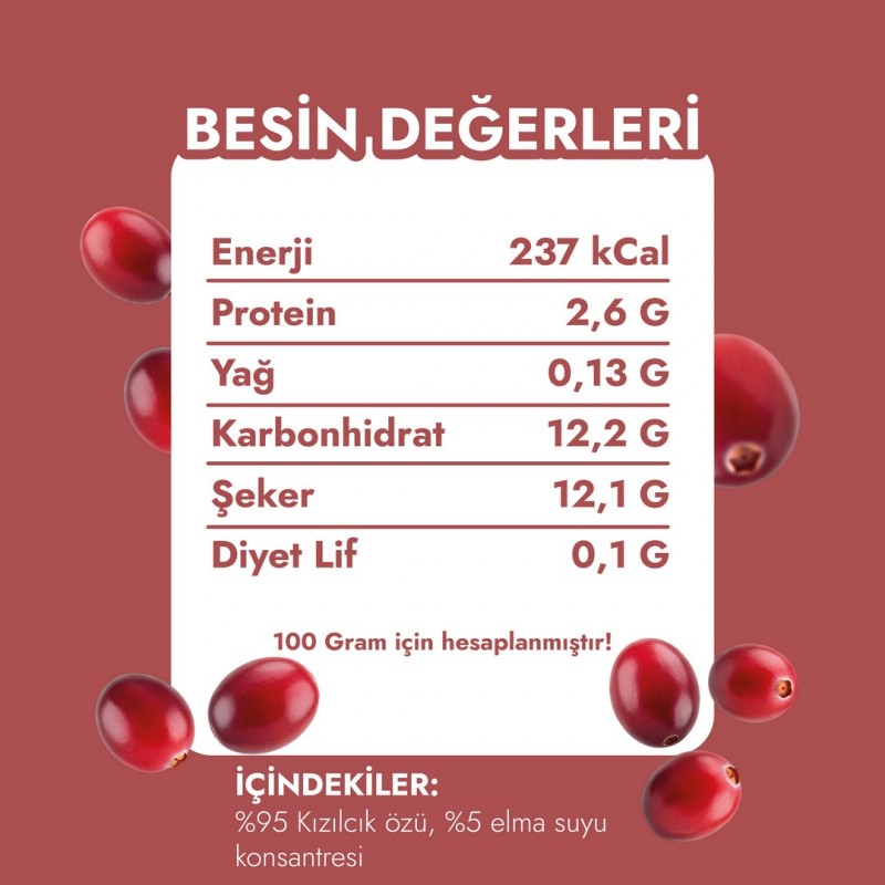 Organik Kızılcık Özü 700 Gr – Doğal, Katkısız ve Yoğun Aromalı