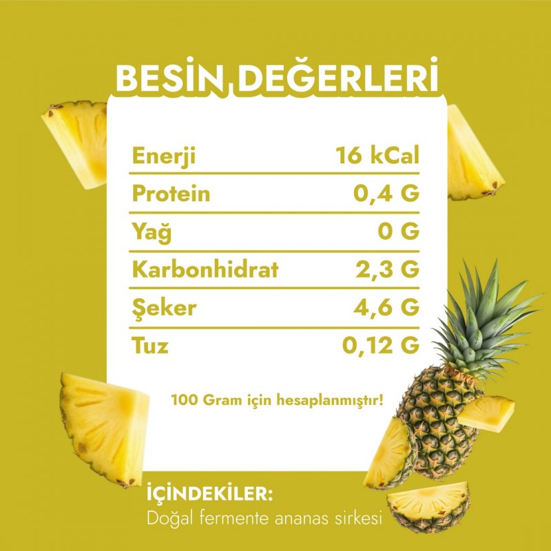Doğal Ananas Sirkesi 500 ml – Fermente, Katkısız ve Tropik Destek