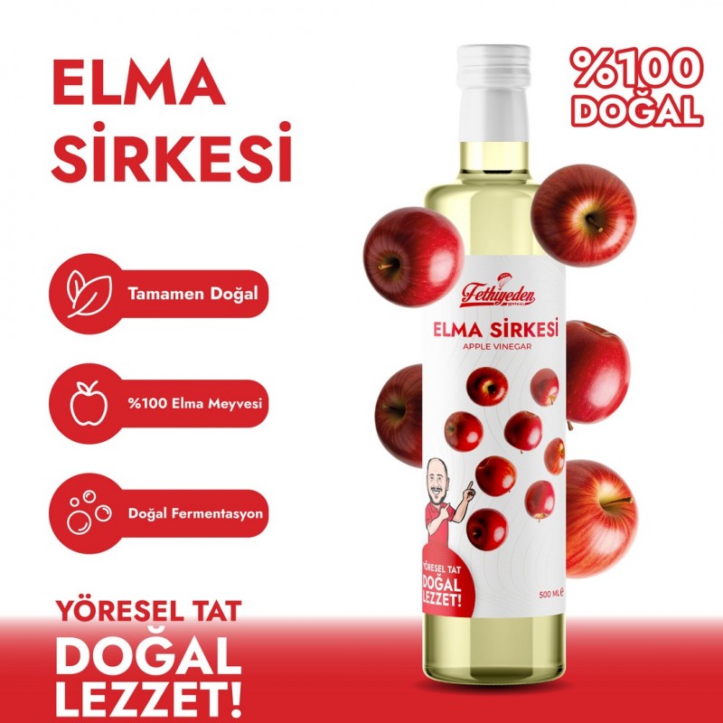 Organik Elma Sirkesi 500 ml – Doğal Fermantasyonla Katkısız Üretim