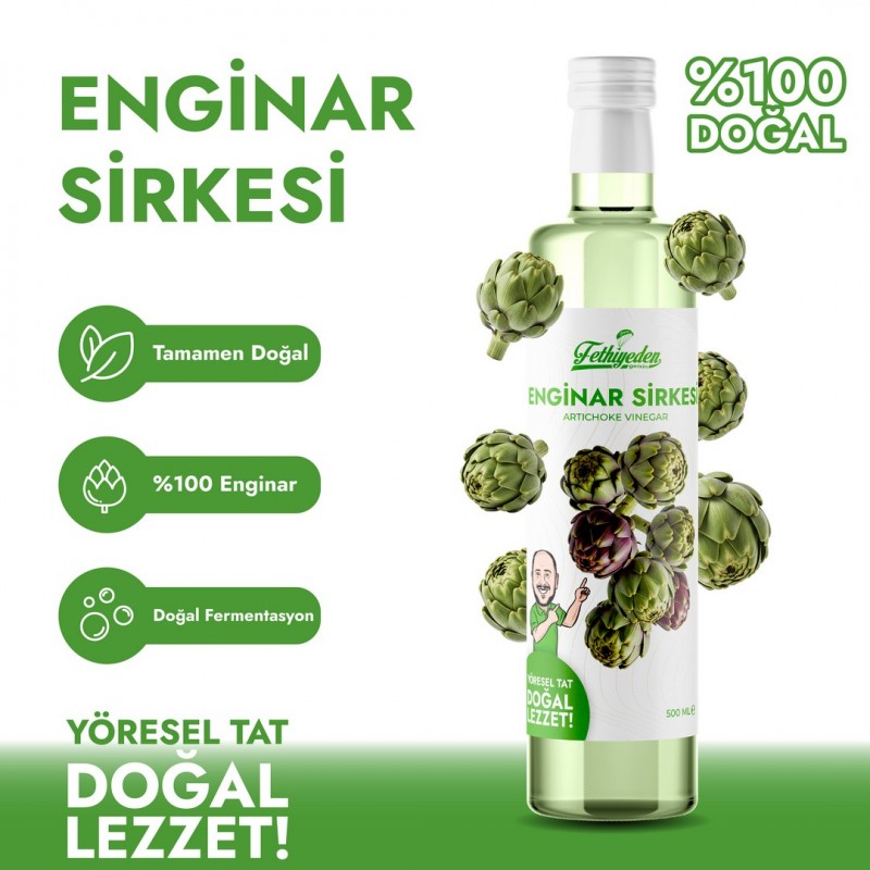 Organik Enginar Sirkesi 500 ml – Doğal Fermente, Katkısız ve Karaciğer Dostu
