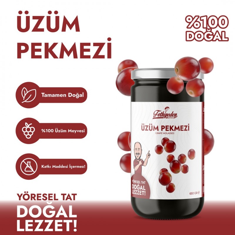 Organik Üzüm Pekmezi 650 Gr – Doğal, Katkısız ve Geleneksel Enerji Kaynağı